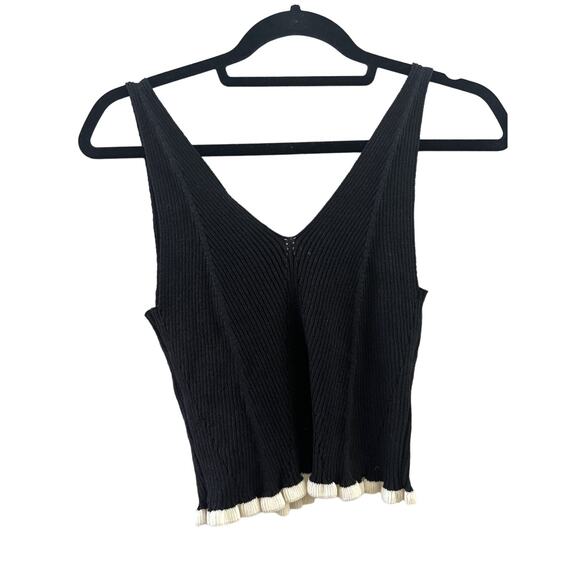 Zara Knit Crop Top Black with Scalloped Bottom Womens Size Small NWT - Picture 3 of 5